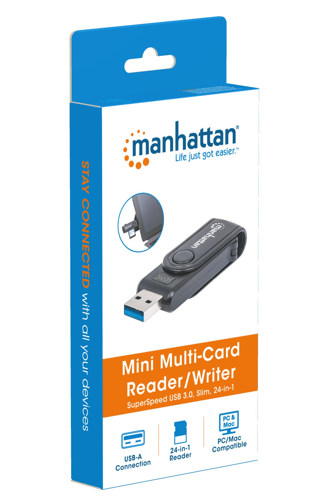 Mini Lettore/Scrittore di Card USB 3.0, 24 in 1 Nero MANHATTAN - immagine 9