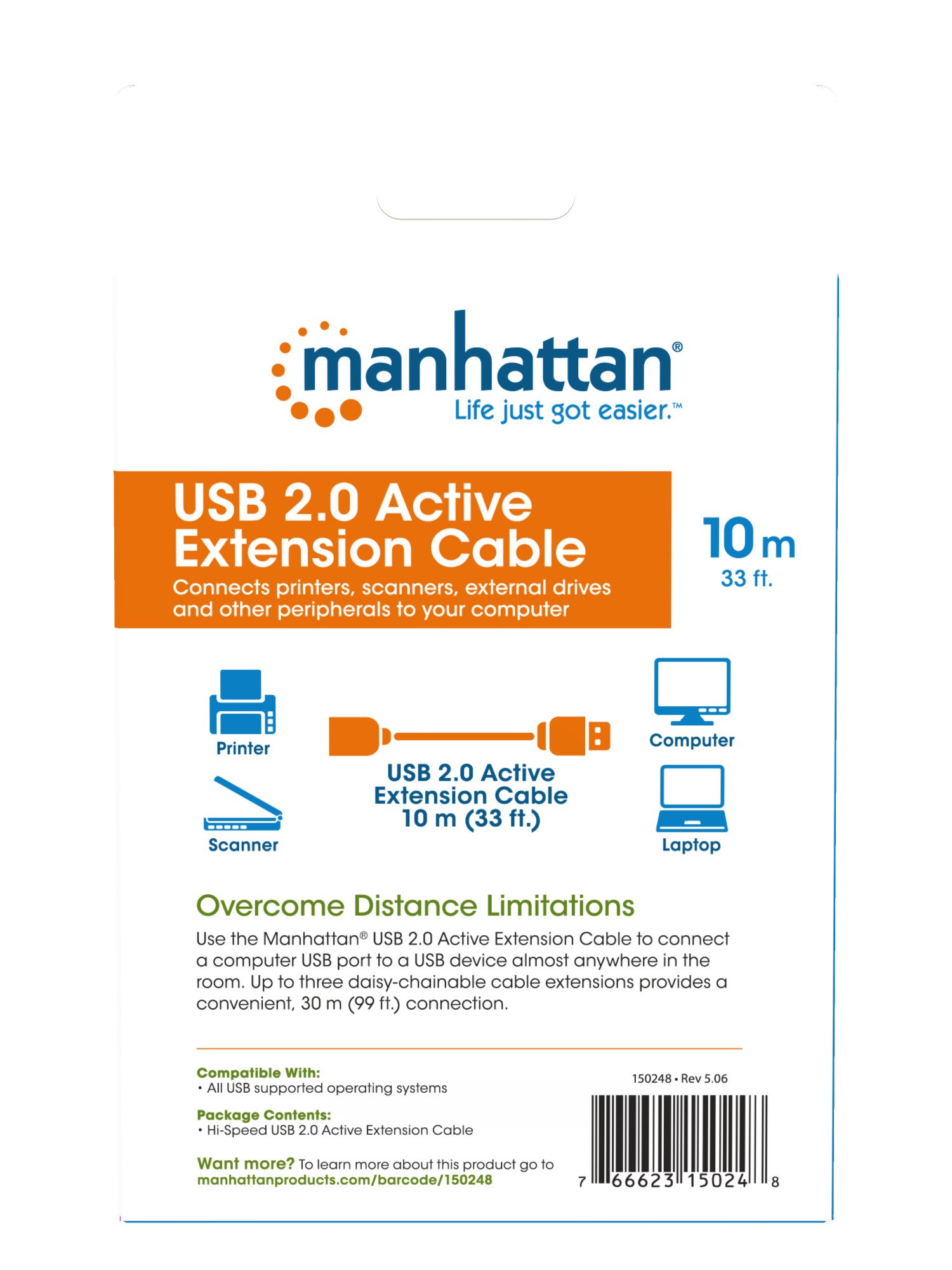 Cavo USB 2.0 Attivo da 10 mt: Velocità e Connessione MANHATTAN - immagine 9
