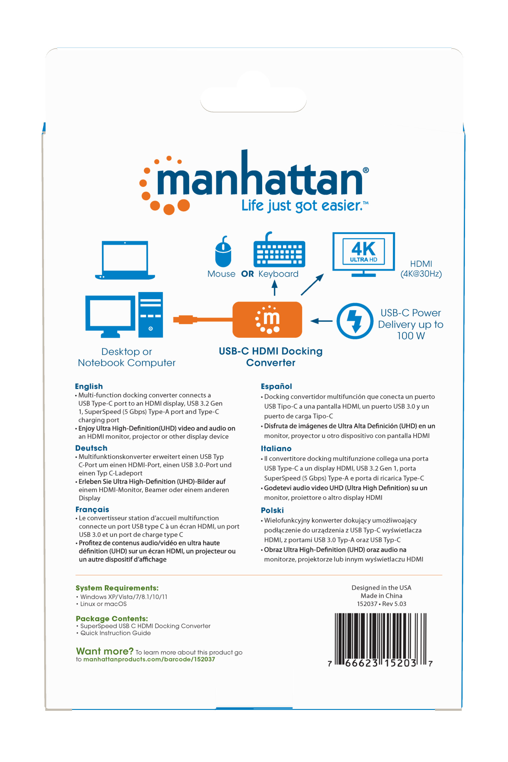 Convertitore USB-C™ a HDMI, USB-A, USB PD MANHATTAN - immagine 8