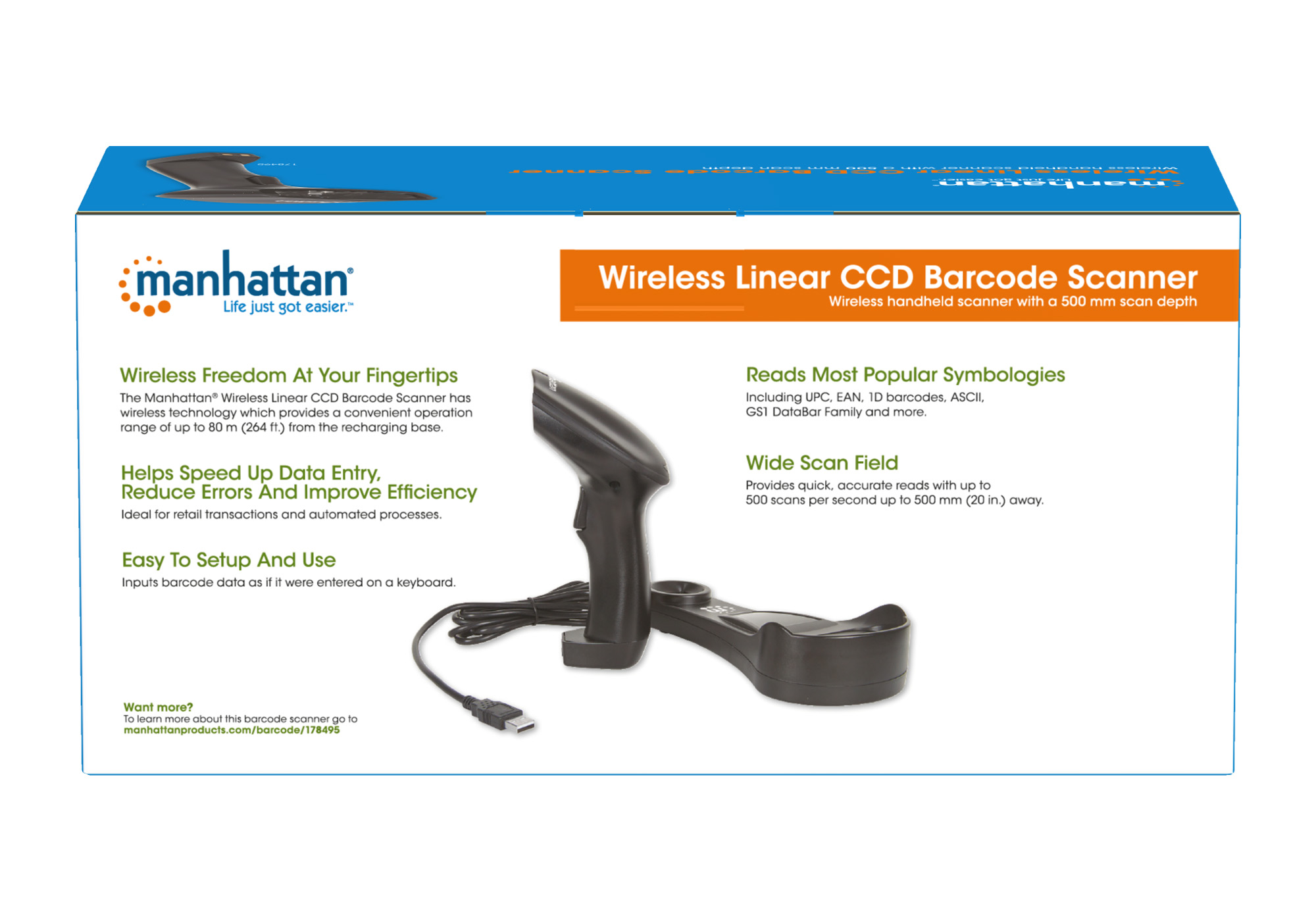 Barcode Scanner CCD Senza Fili Bluetooth MANHATTAN - immagine 9