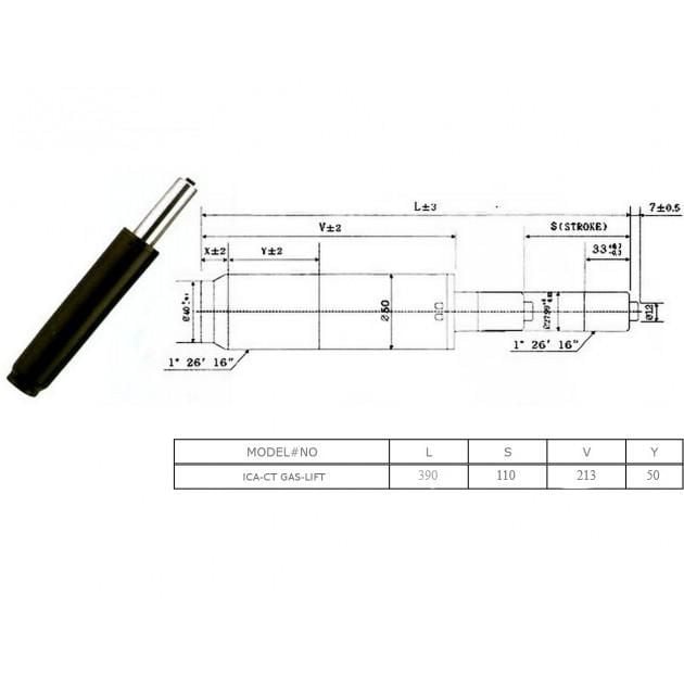 Pistone Gas per Sedia da Ufficio Altezza Regolabile Nero TECHLY - immagine 9