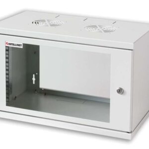 Armadio Rack 19'' a muro 16U Grigio Prof. 400 - Montaggio incluso INTELLINET