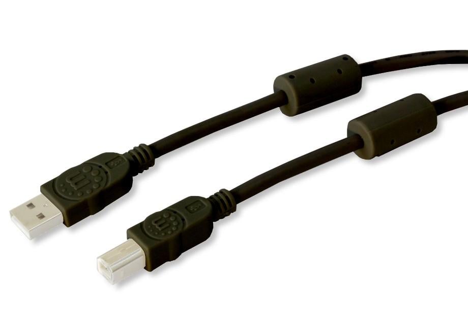 Cavo USB 2.0 A M / B M 1.8m con Ferrite Doppia Schermatura Nero MANHATTAN