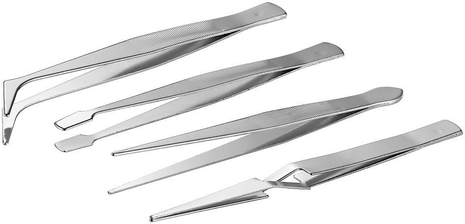 Kit di pinzette di precisione: 4 pezzi in acciaio inossidabile FIXPOINT