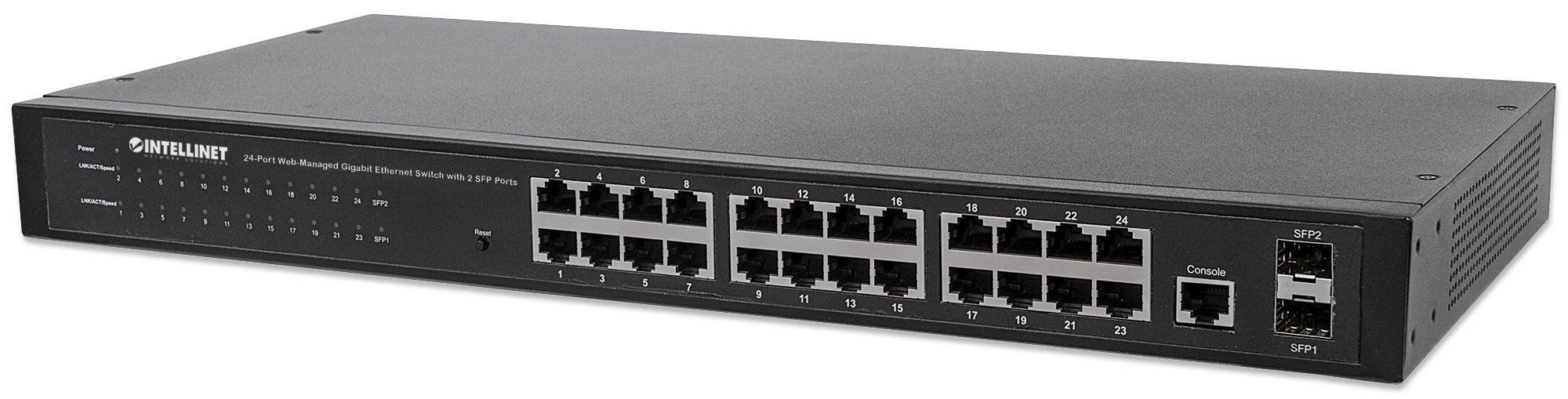 Switch 24 porte Web-Managed Gigabit Ethernet con 2 porte SFP INTELLINET