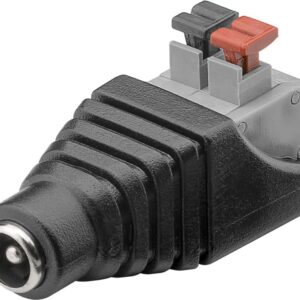 Adattatore Plug DC 2.1x5.5mm Femmina Terminal Block 2 pin con Pulsante GOOBAY