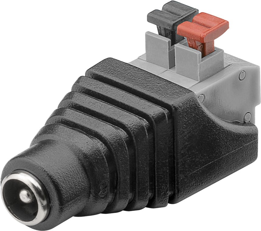 Adattatore Plug DC 2.1x5.5mm Femmina Terminal Block 2 pin con Pulsante GOOBAY