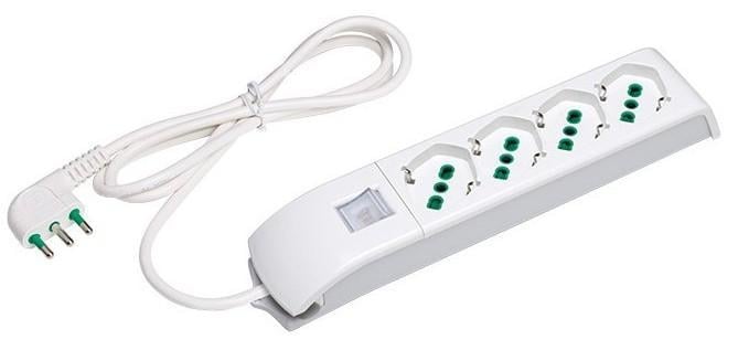 Multipresa 4 Posti Italiana Bipasso / Schuko Bianco FME