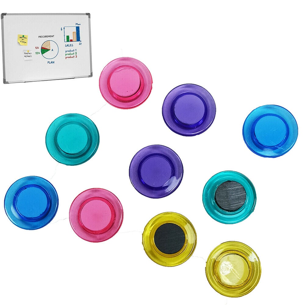 Calamite per Lavagna Magnetica Magneti Trasparenti Colorati 10 pz TECHLY
