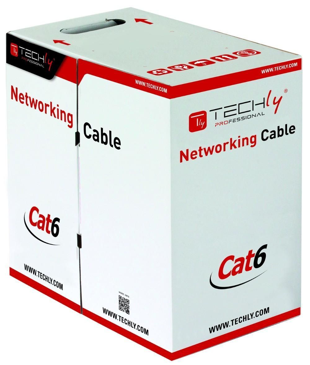 Cavo Cat.6 Rame 305m: Matassa Rigida Grigia TECHLY PROFESSIONAL
