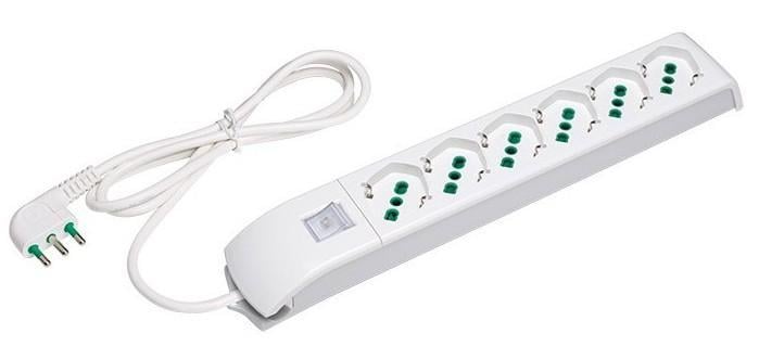 Multipresa 6 Posti Italiana Bipasso / Schuko Bianco FME