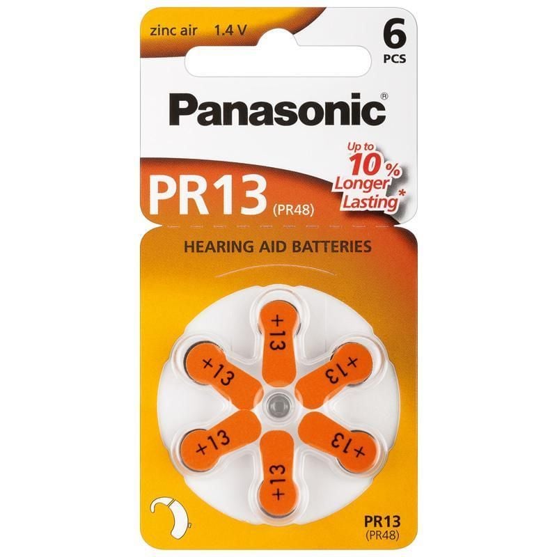 Batterie a Bottone per Protesi Acustiche PR13 PR48, 6pz PANASONIC