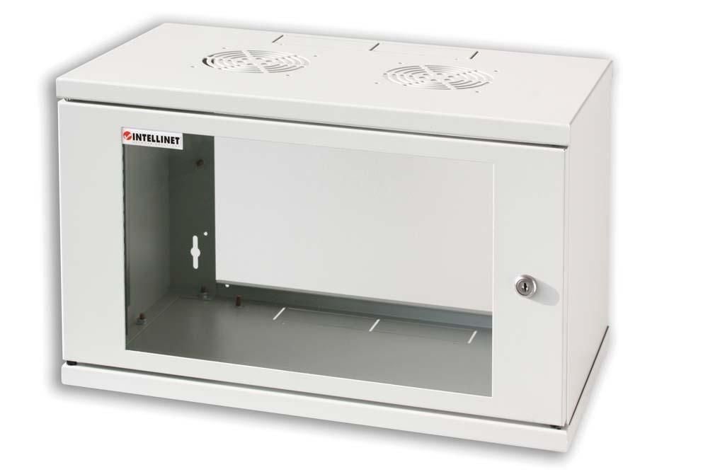 Armadio Rack 19'' Muro 6U Grigio Prof. 320 - Montaggio incluso INTELLINET
