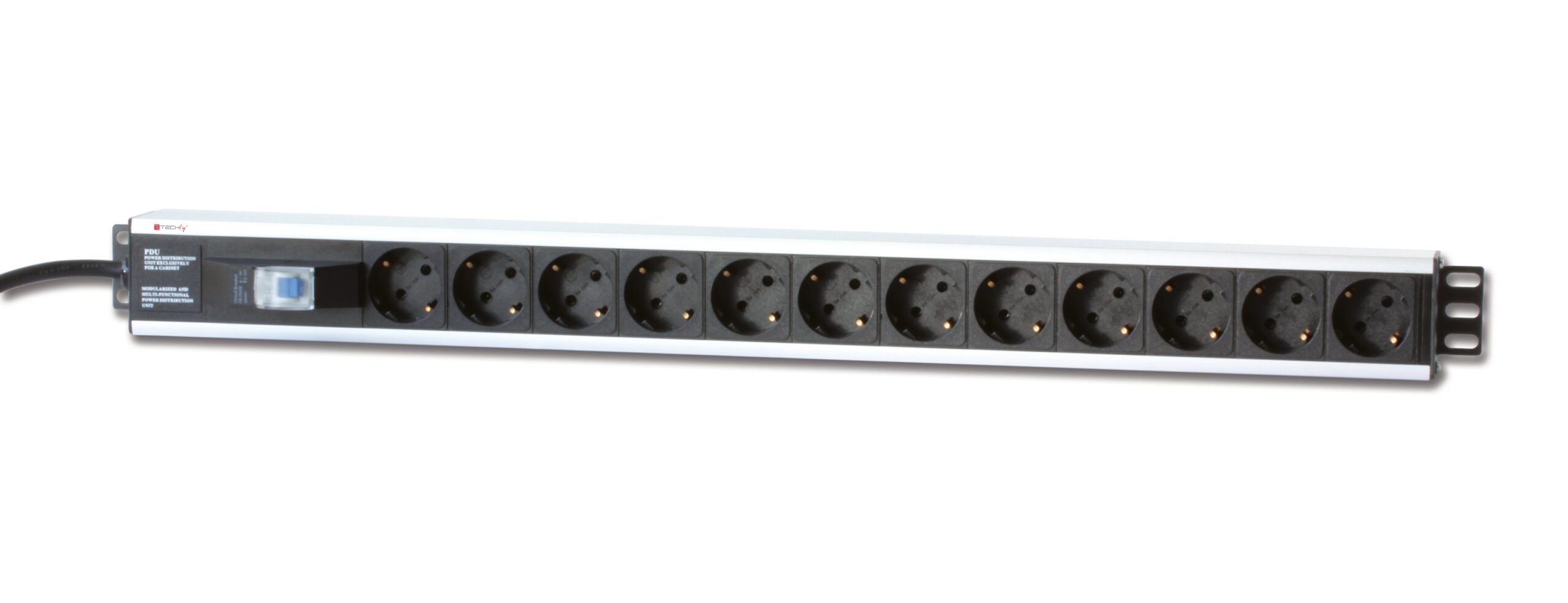 Multipresa Verticale 12 Posti con Magnetotermico e Spina Angolata TECHLY PROFESSIONAL