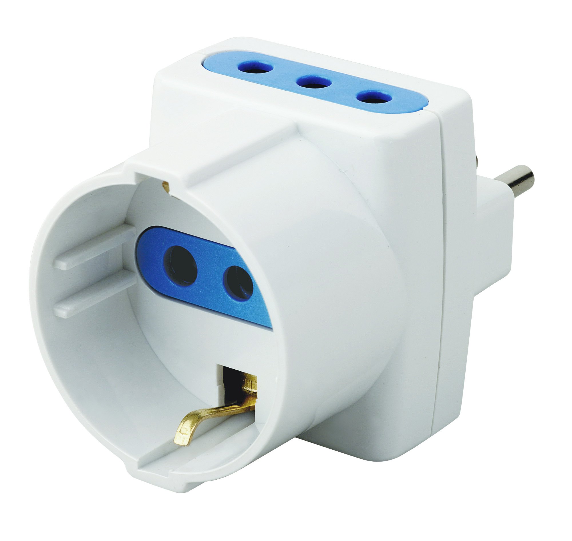 Adattatore Triplo Schuko Spina 2P+T Prese 2P+T 10A TECHLY