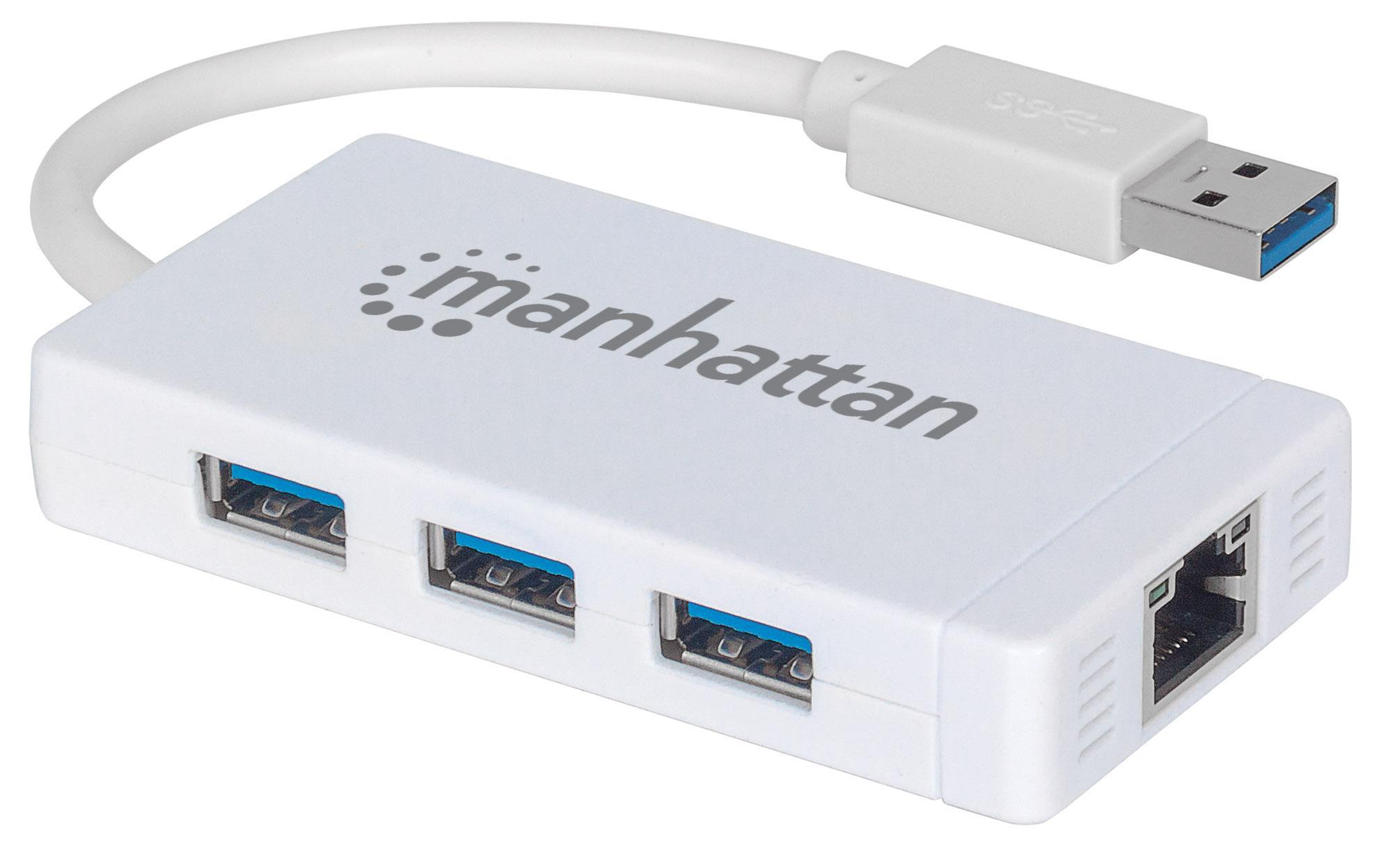 Hub USB 3.0 con Ethernet Gigabit: Connessioni Veloci MANHATTAN