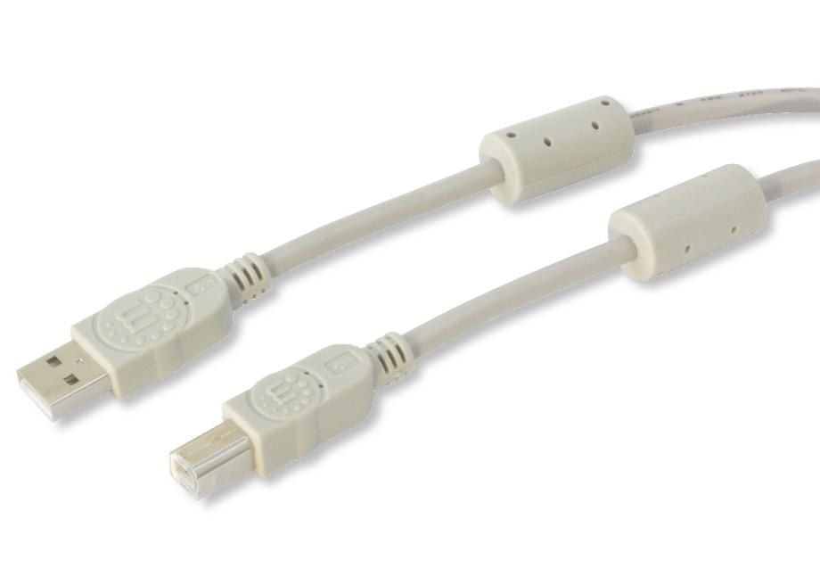 Cavo USB 2.0 1.8m Grigio con Doppia Schermatura Ferrosa MANHATTAN