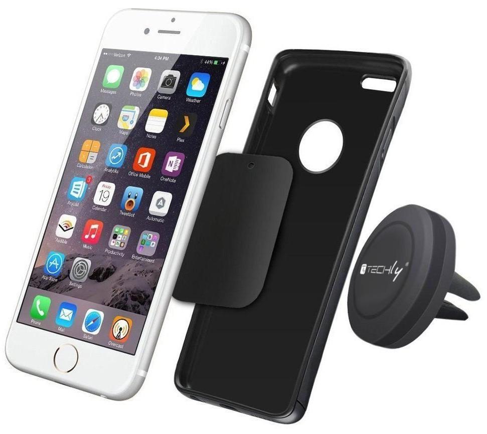 Supporto Magnetico da Auto per Smartphone e Tablet Nero TECHLY
