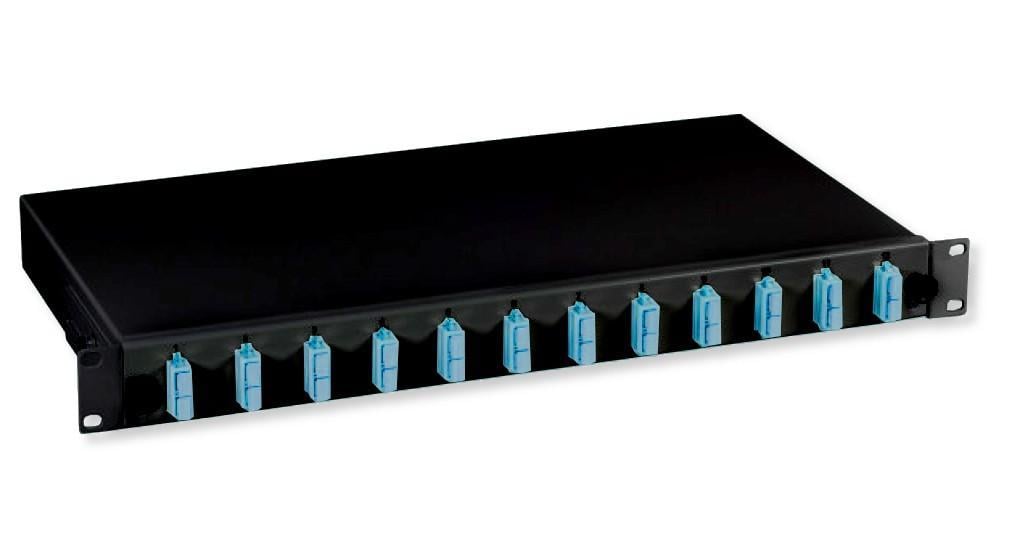 Cassetto Ottico 19'' con 12 bussole SC Duplex Monomodale Nero INTELLINET