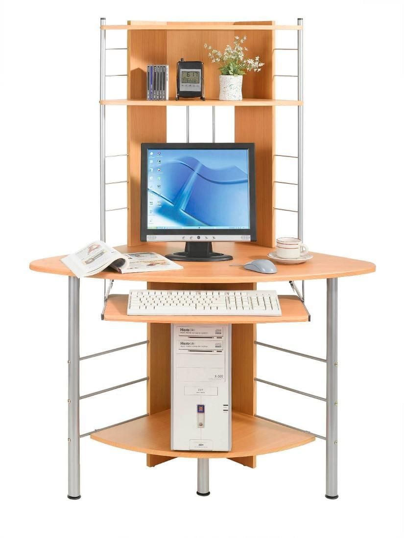Scrivania per Computer Angolare, Faggio TECHLY