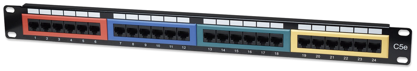 Pannello Patch UTP 24 porte Cat.5E - Colori Vivaci INTELLINET