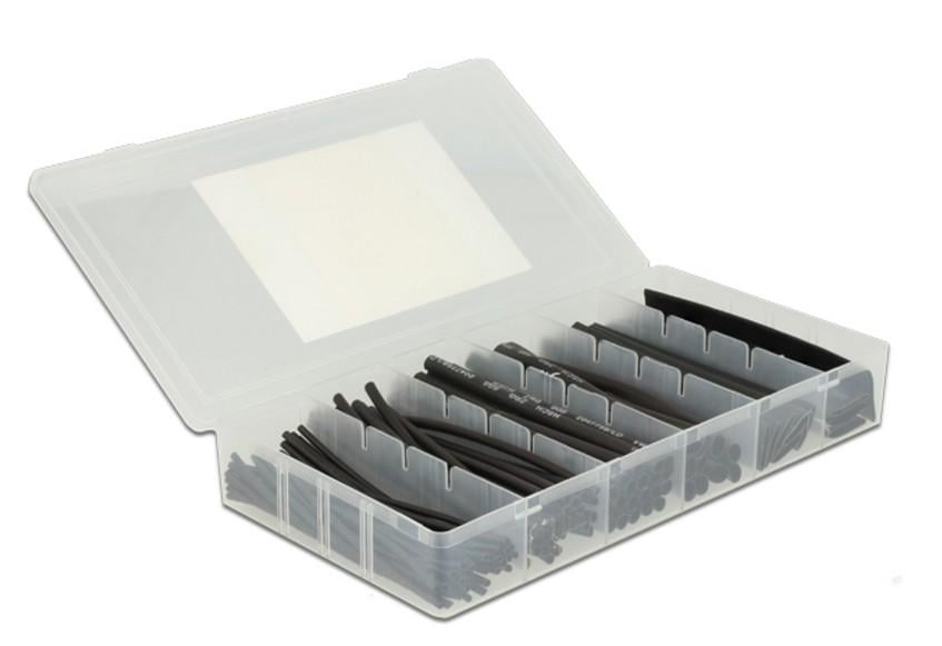 Kit 100 Tubi Guaina Termorestringente Nero per Isolamento Cavi DELOCK