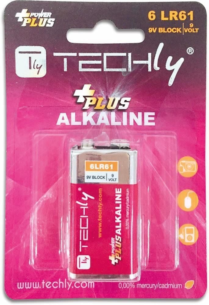 Blister 1 Batteria Power Plus Alcalina 6LR61 9V TECHLY