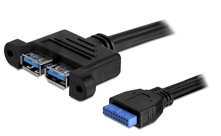 Cavo Interno USB3.0 19 pin Femmina / 2x USB A Femmina da Pannello DELOCK