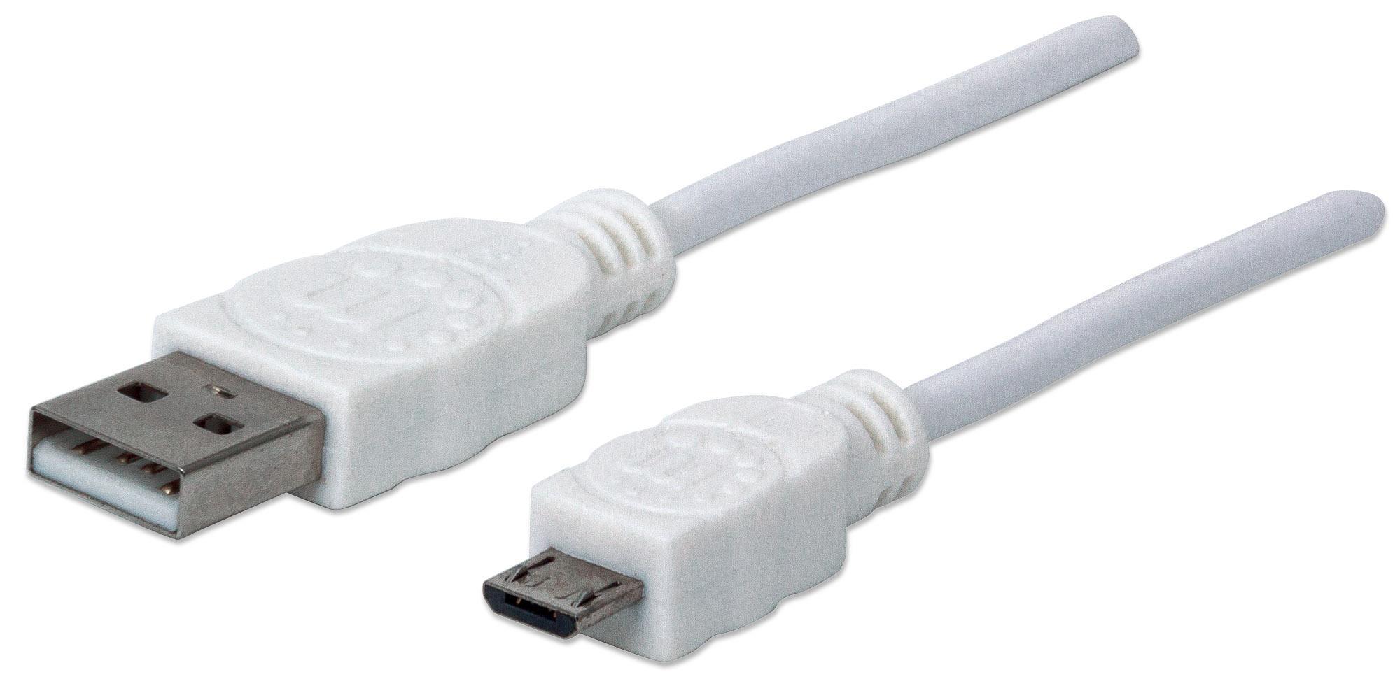 Cavo USB 2.0 A maschio/Micro B maschio 0,3m Bianco MANHATTAN