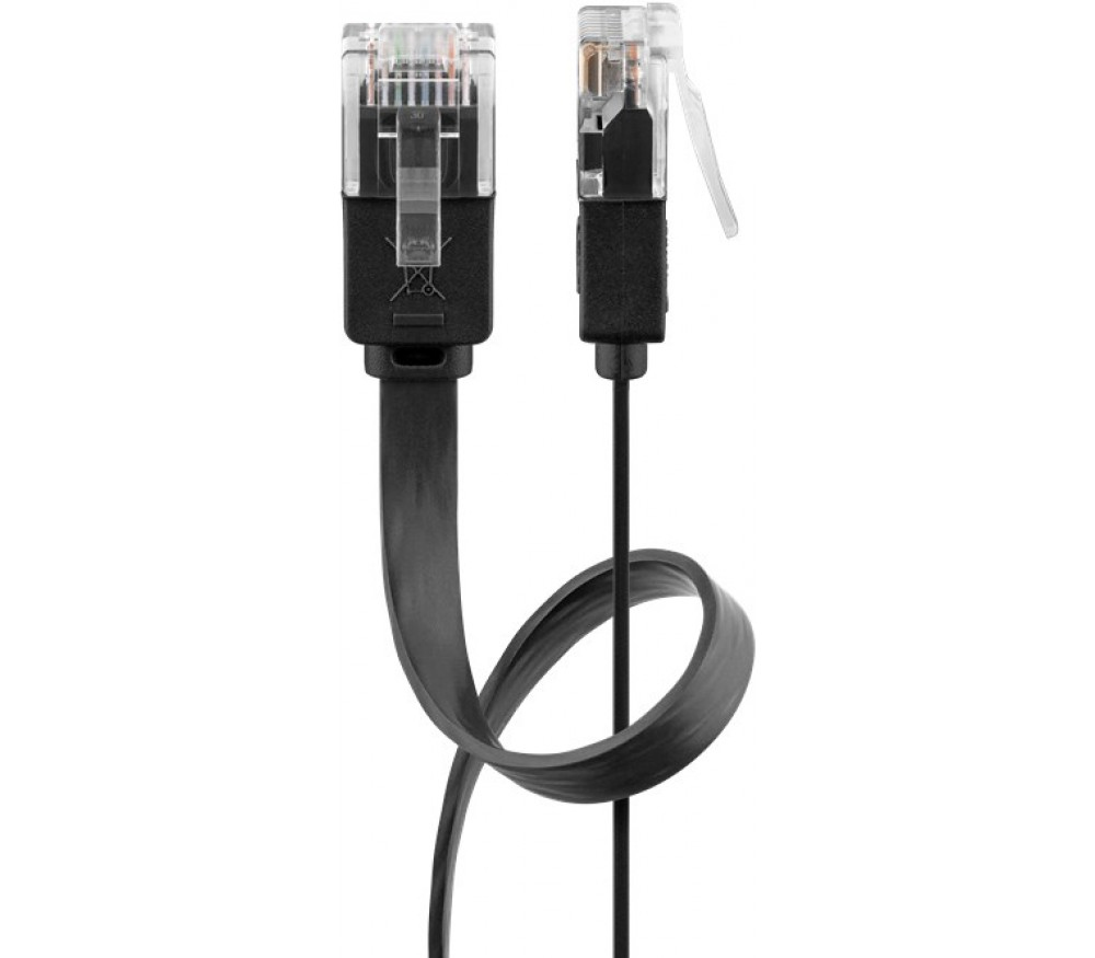 Cavo di rete Patch piatto in Rame Cat. 6 Nero UTP 15 m GOOBAY