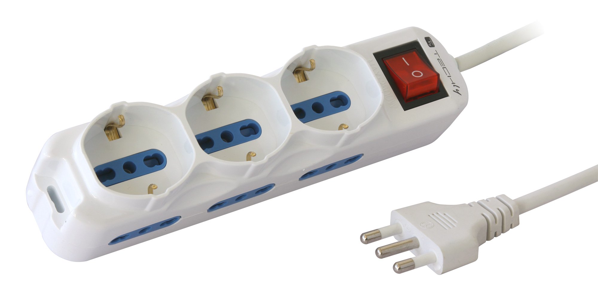 Multipresa Italiana 6 Posti con Bipasso e Interruttore TECHLY