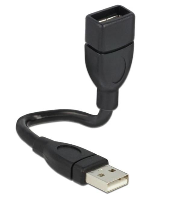 Cavo semi-rigido USB2.0 A Maschio / A Femmina 15cm Nero DELOCK