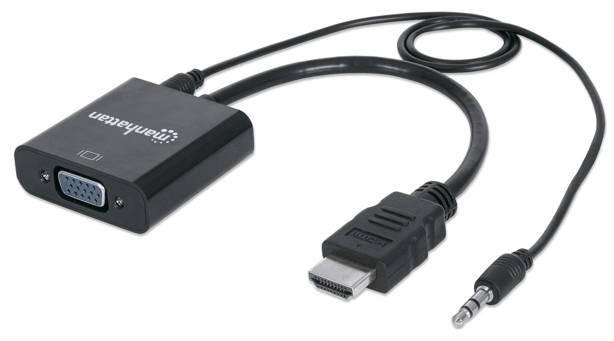Cavo Convertitore da HDMI a VGA con Audio e MicroUsb 30cm Nero MANHATTAN