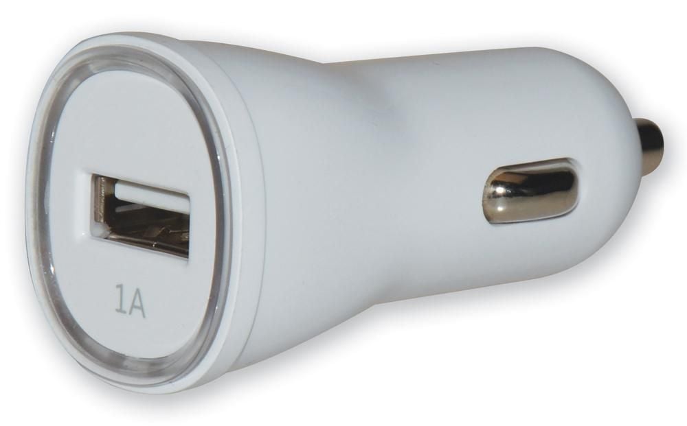 Caricatore da Auto Universale 1 Porta USB con Uscita 5V 1A Bianco TECHLY