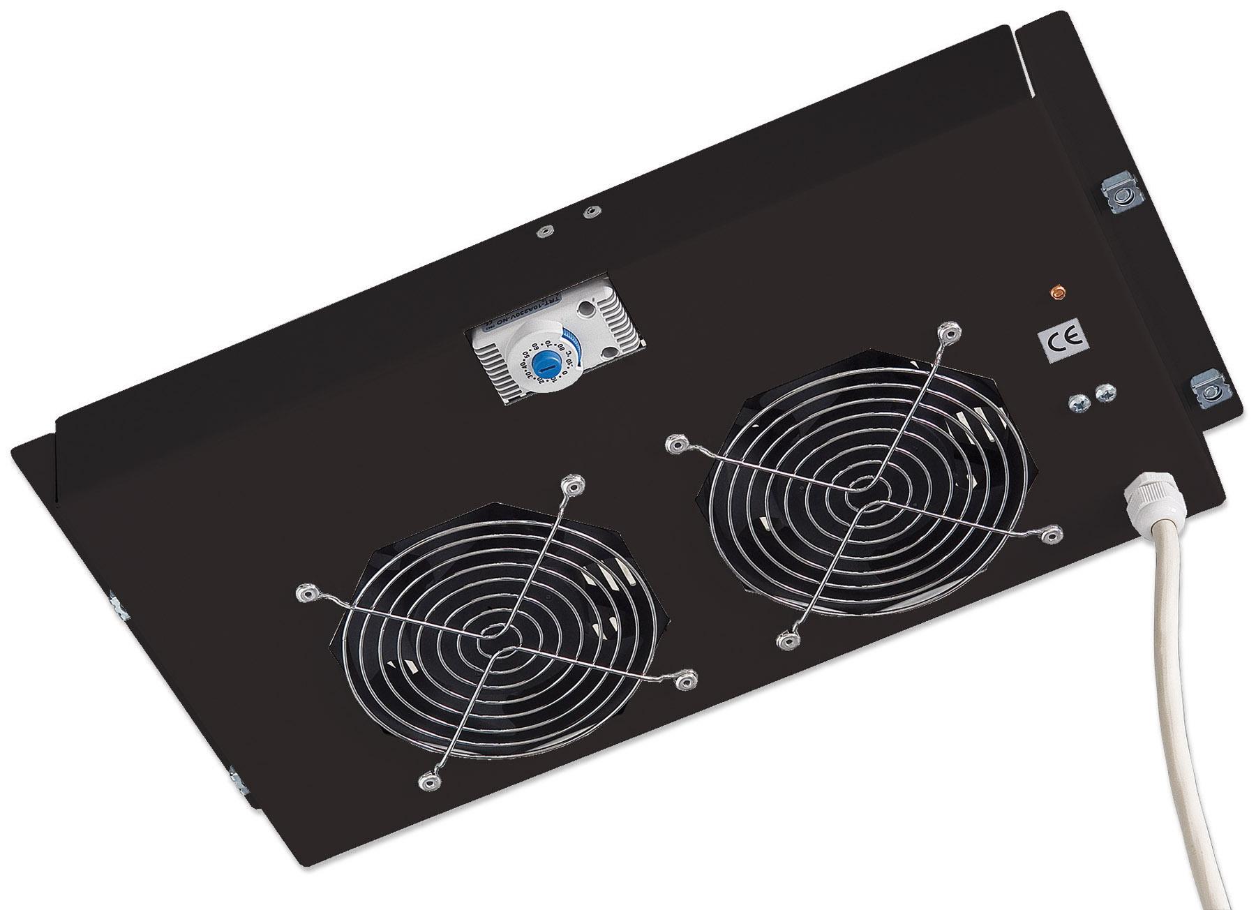 Gruppo di ventilazione a soffitto per Rack 19'' 2 Ventole Nero INTELLINET
