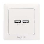 Presa a Muro 2 porte USB Bianco LOGILINK