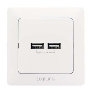 Presa a Muro 2 porte USB Bianco LOGILINK