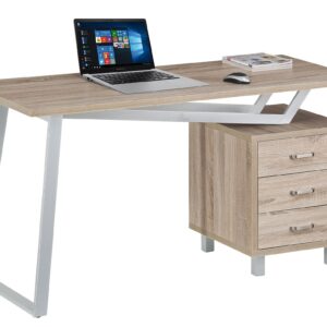 Scrivania per Computer dal Design Moderno con Tre Cassetti Quercia TECHLY