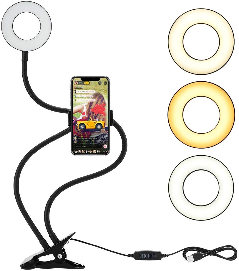 Luce LED Anello Portatile Regolazione Luminosità e Stand Smartphone LOGILINK