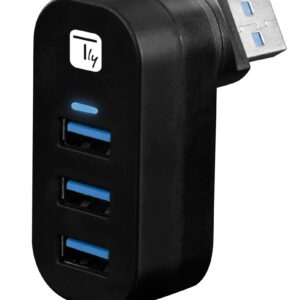 Mini Hub Rotante con 3 Porte USB 3.0 Nero TECHLY