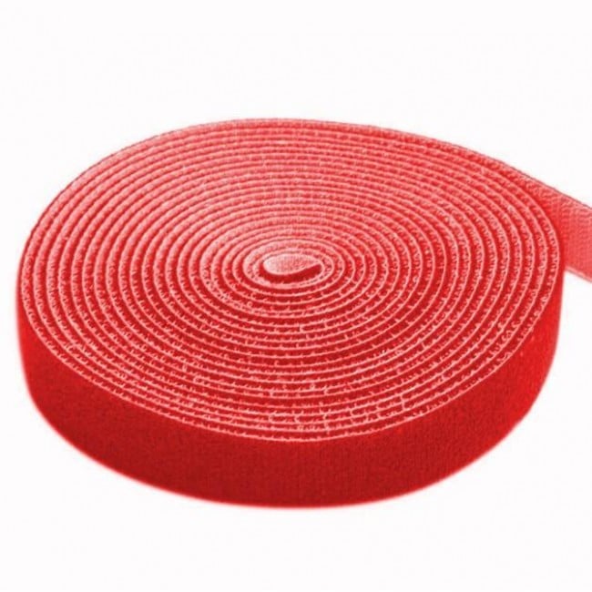 Rotolo di Feltro Adesivo Gestione cavi Lunghezza 4m Larghezza 16mm Rosso TECHLY
