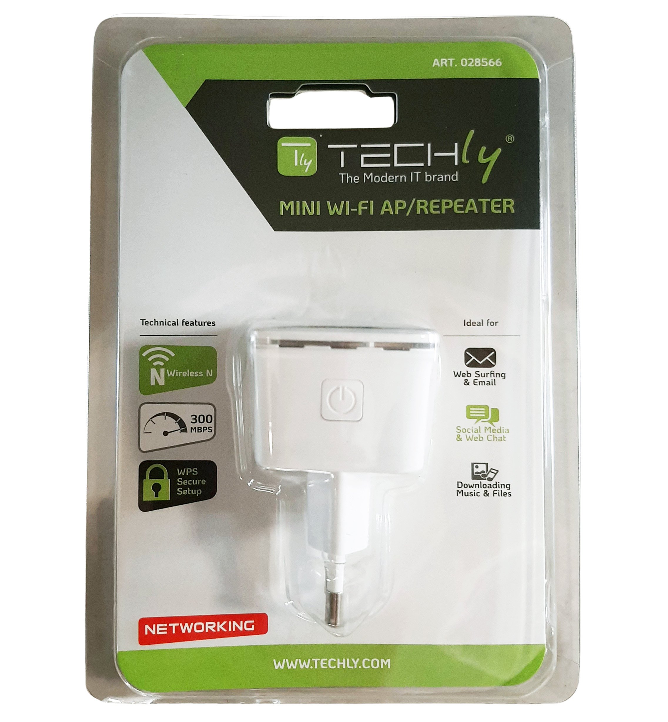 Mini Ripetitore Wireless 300Mbps Amplificatore da Muro Repeater7 TECHLY - immagine 2