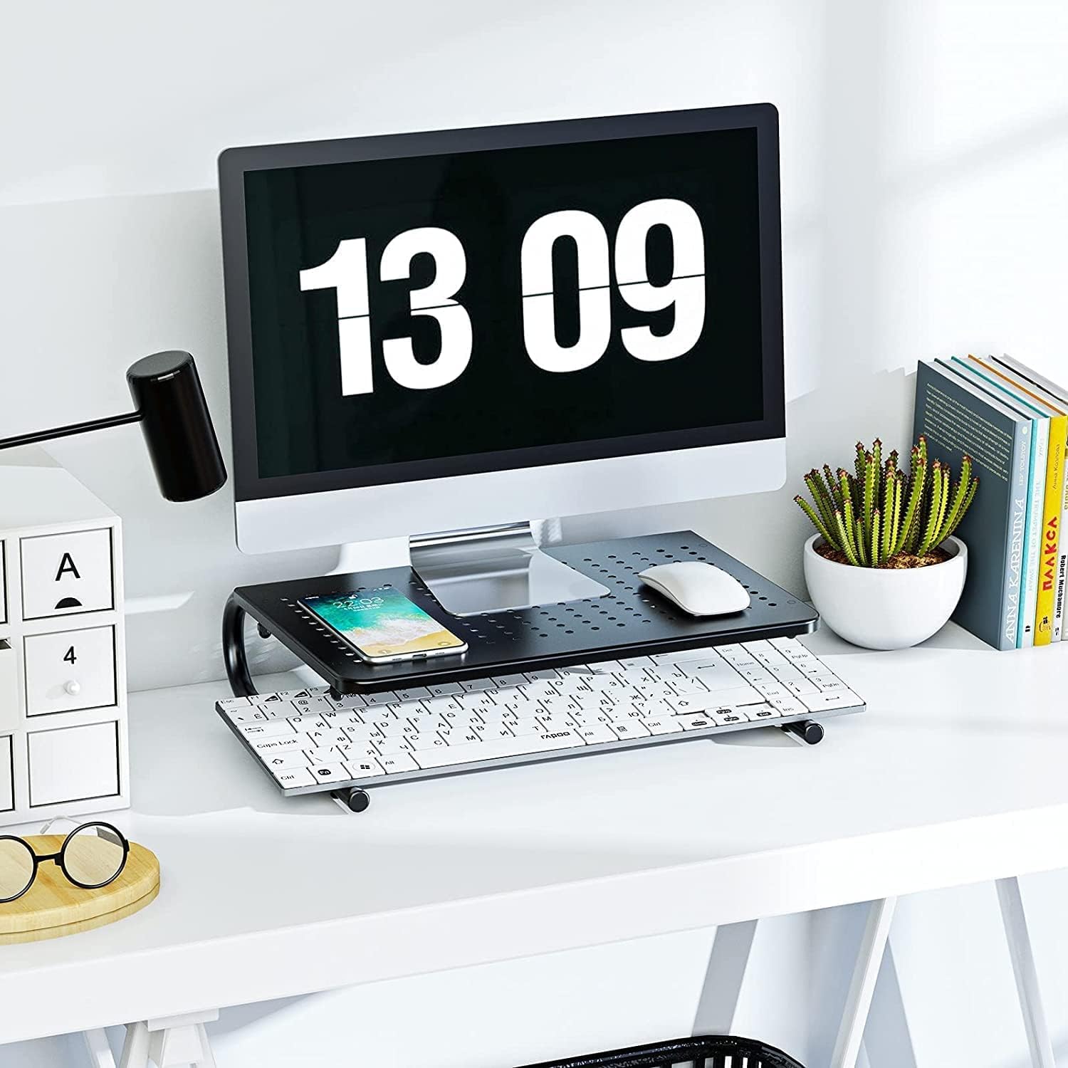 Stand Supporto da Scrivania per Monitor Notebook in Metallo 370mm Nero LOGILINK - immagine 10