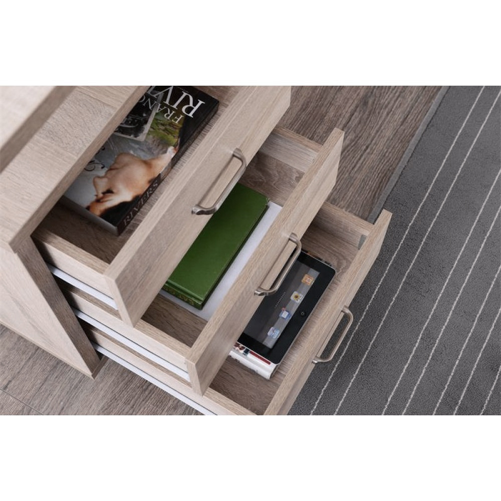 Scrivania per Computer dal Design Moderno con Tre Cassetti Quercia TECHLY - immagine 10