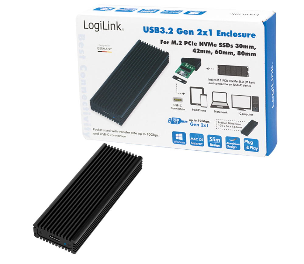 Box Esterno SSD USB3.2 Gen 2x1 USB-C™ PCIe NVMe LOGILINK - immagine 10
