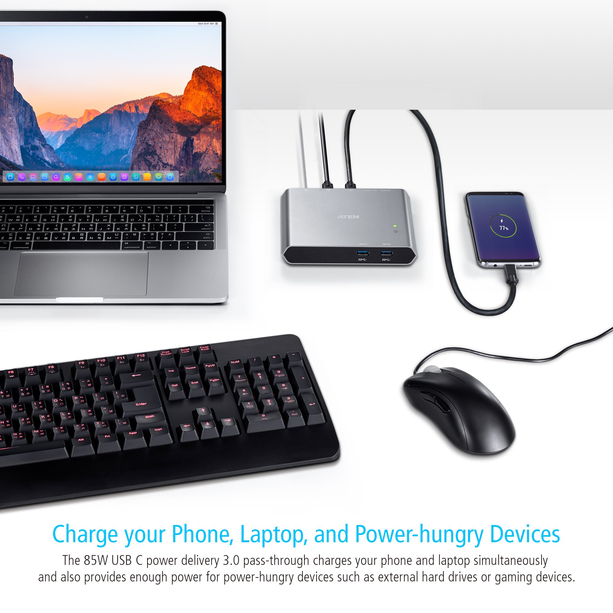 Switch Dock USB-C™ Gen 1 a 2 porte con pass-through dell'alimentazione, US3310 ATEN - immagine 9