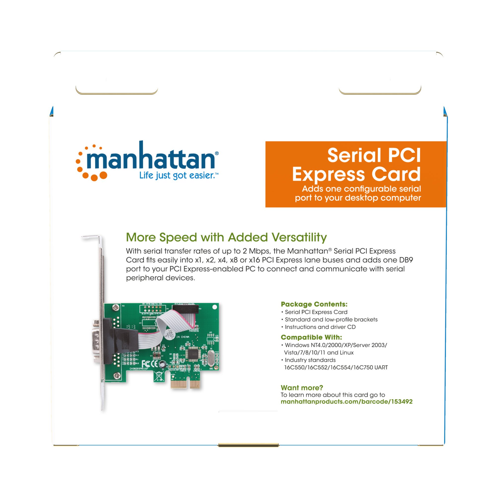 Scheda PCI Express Seriale 1 Porta DB9 M MANHATTAN - immagine 10