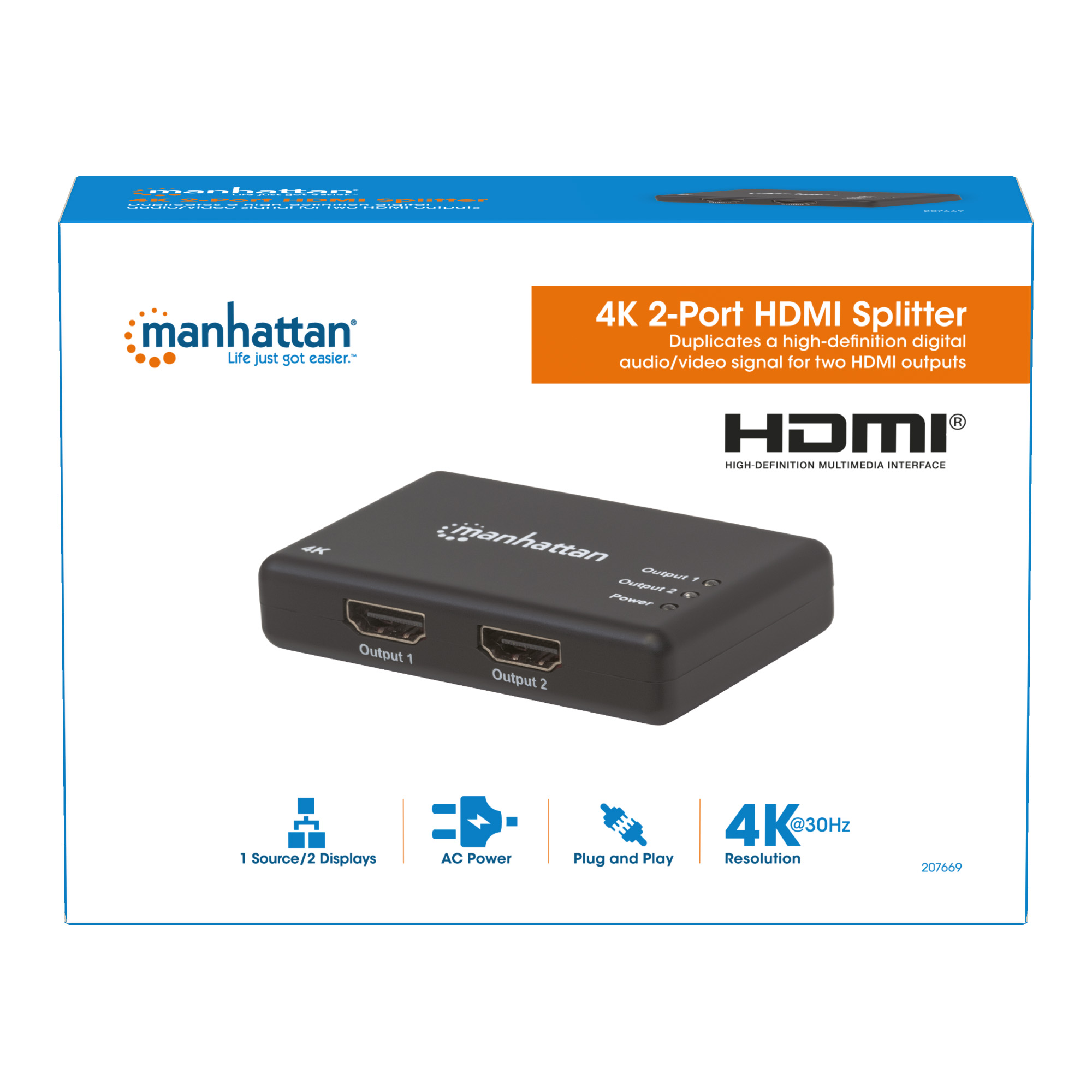 Splitter HDMI 4K UHD 3D con LED 2 vie MANHATTAN - immagine 10