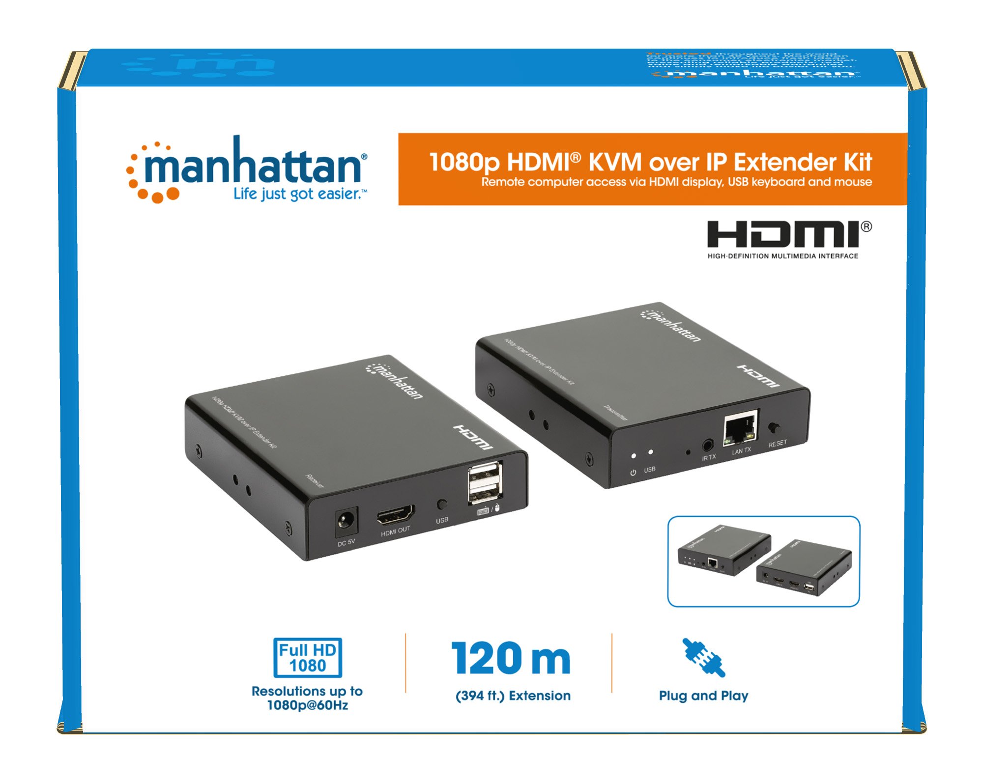 Kit Extender HDMI KVM over IP 1080p fino a 120m MANHATTAN - immagine 10