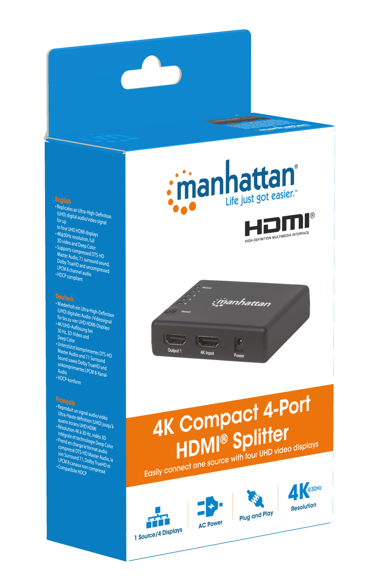 Splitter HDMI 4K UHD 3D con LED 4 vie MANHATTAN - immagine 10